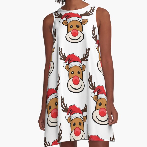 Item preview, Christmas Reindeer wearing Santa hat designed and sold by Soumita.