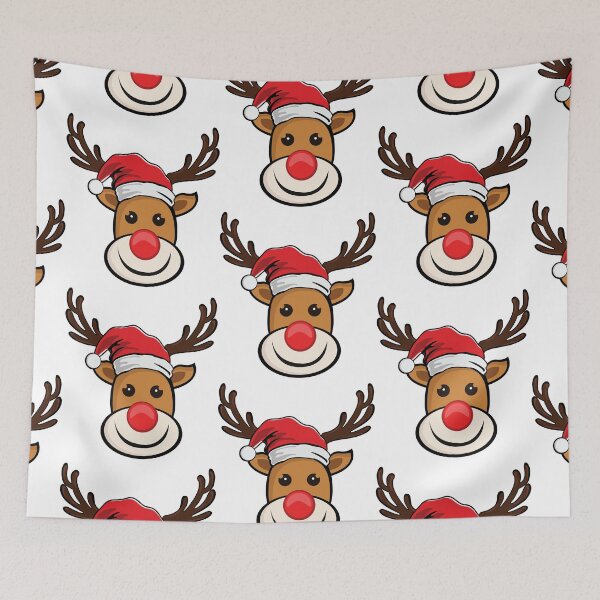 Item preview, Christmas Reindeer wearing Santa hat designed and sold by Soumita.