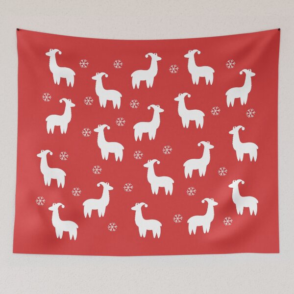 Item preview, Christmas Snowflake Llamas, Red designed and sold by stacree.