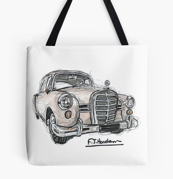 Mercedes Benz 300 sl Classic Car Illustration Reusable Grocery Bag