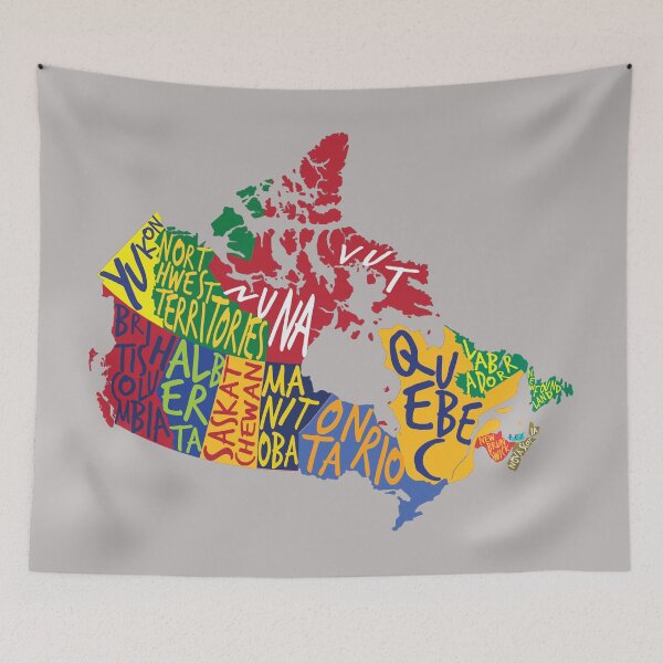 Item preview, Canada map with provinces and Territories Lettering, typographic design designed and sold by mashmosh.