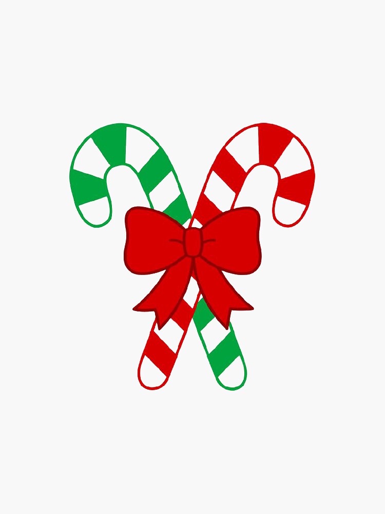 Candy Cane With Bow Sticker