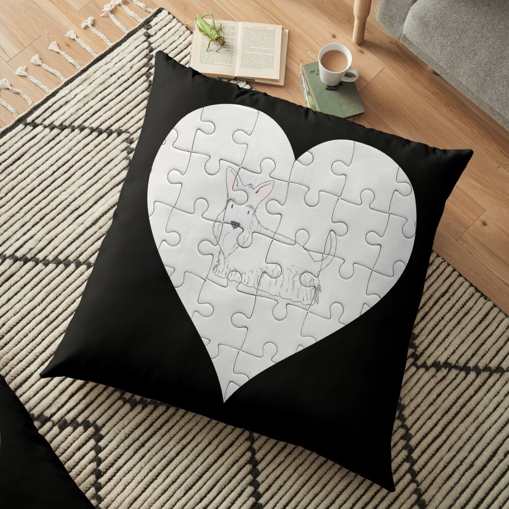 Scottish Terrier Heart Jigsaw Pieces Design - Scottish Terrier Floor Pillow