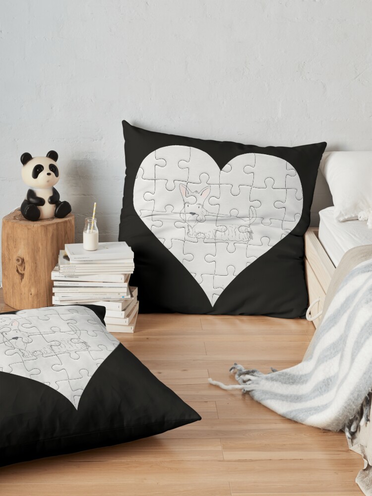 Alternate view of Scottish Terrier Heart Jigsaw Pieces Design - Scottish Terrier Floor Pillow
