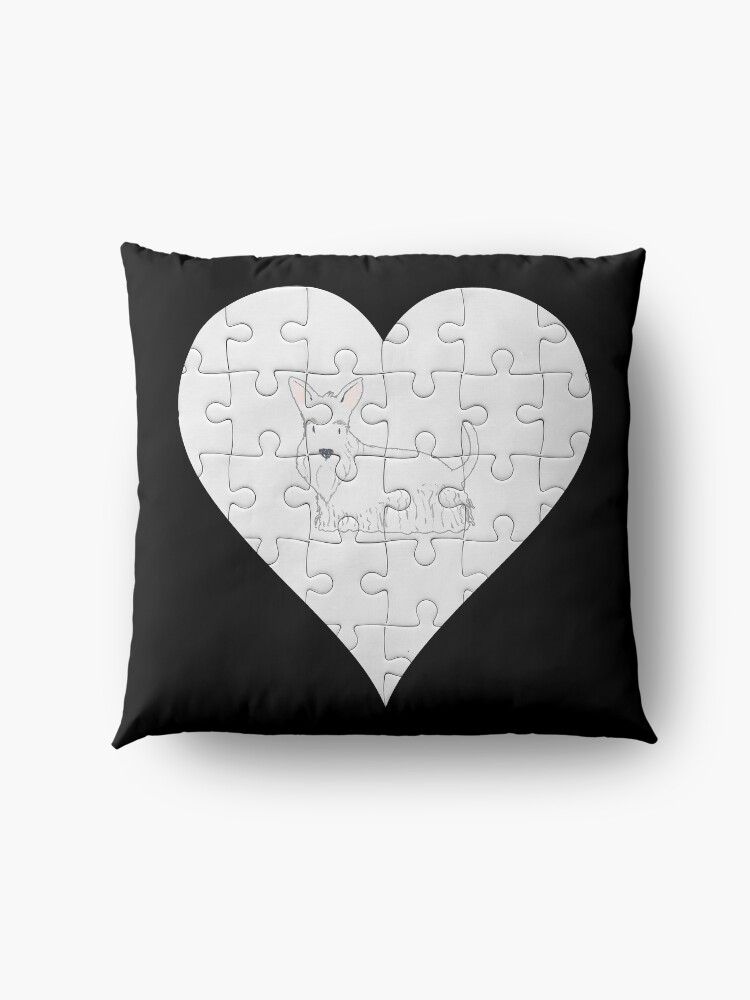 Alternate view of Scottish Terrier Heart Jigsaw Pieces Design - Scottish Terrier Floor Pillow