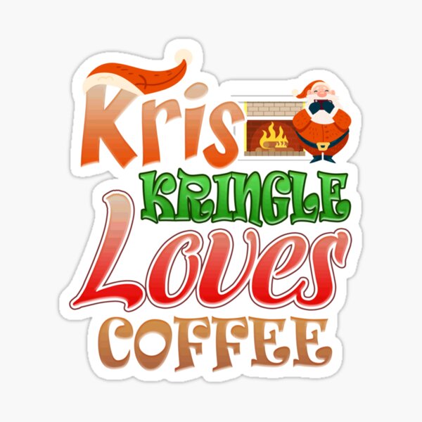 Kris Kringle Loves Coffee Sticker