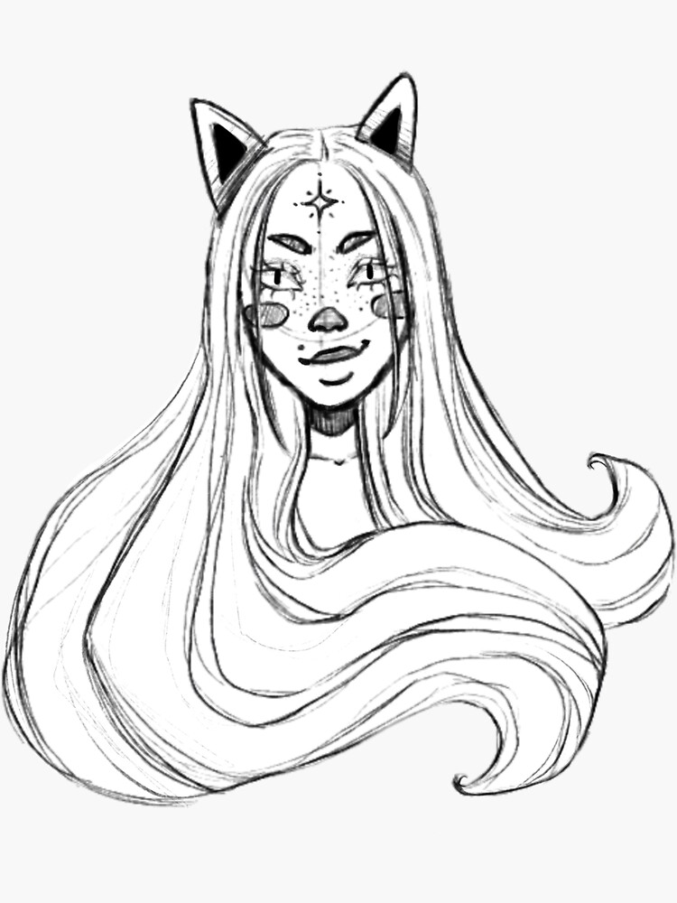 "Aesthetic Catgirl Portrait" Sticker by mushgremlin Redbubble