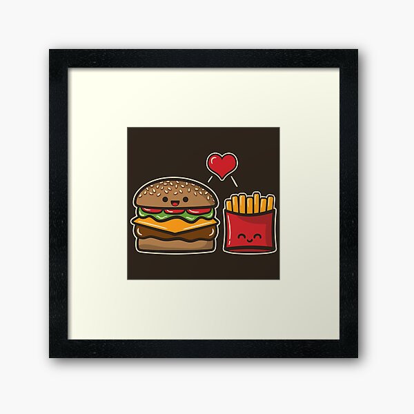 Burger and Fries Framed Art Print