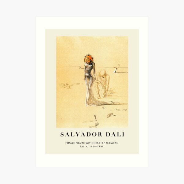 Poster-Salvador Dali-Female figure with head of flowers. Art Print