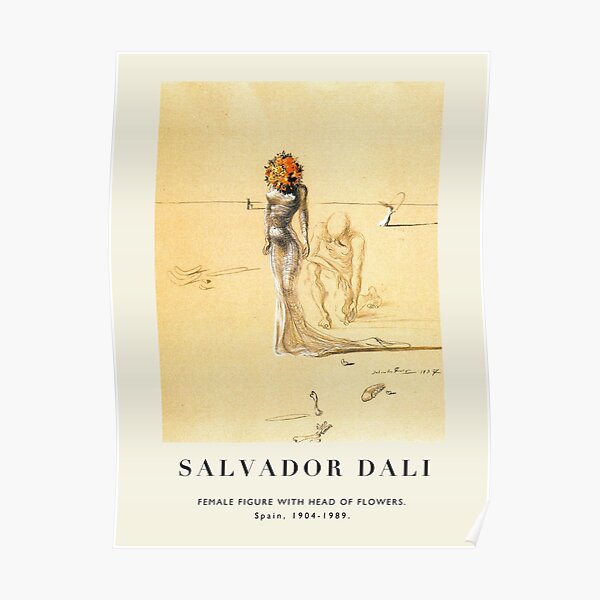 Póster-Salvador Dali-Figura femenina con cabeza de flores. Póster