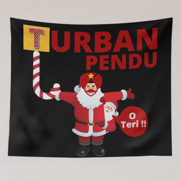 Item preview, Funny Punjabi Santa Turban Pendu Punjabi Christmas designed and sold by The Sober Art.