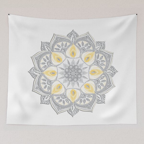 Item preview, Silver and Yellow Mandala designed and sold by squishyrainbow.