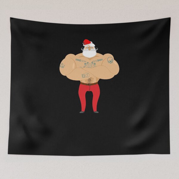 Item preview, Funny Muscular Santa Claus With Tattoos Cartoon Merry Christmas Gift designed and sold by GBDesigner.