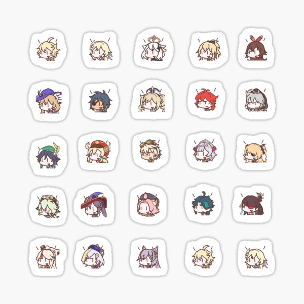 Genshin Impact Kawaii Chibi Nerdy Characters Sticker