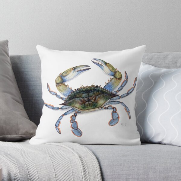 Atlantic Blue Crab Throw Pillow