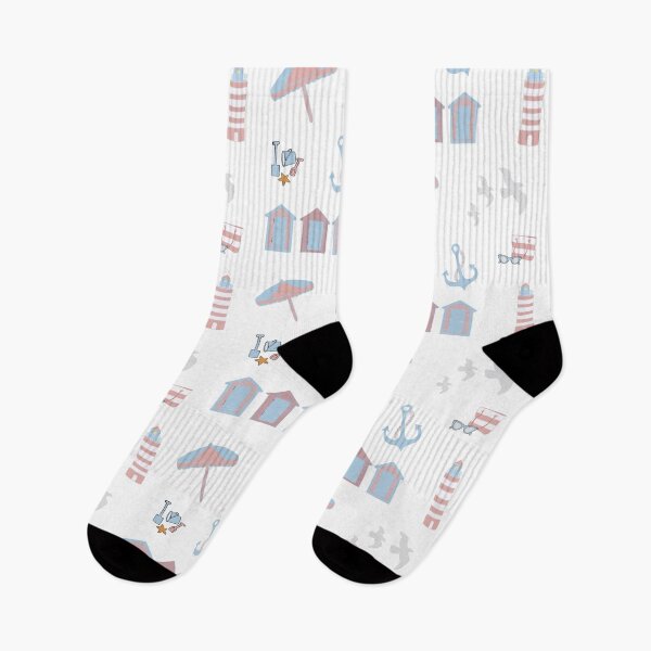 Item preview, Pastel seaside town set pink blue white  designed and sold by MollyJaneArt.