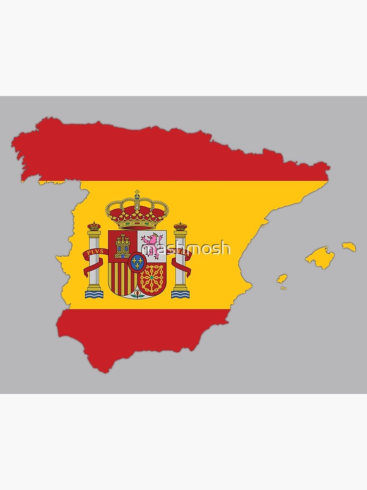 Flag Map of Spain, Spanish Country Map Outline with National Flag