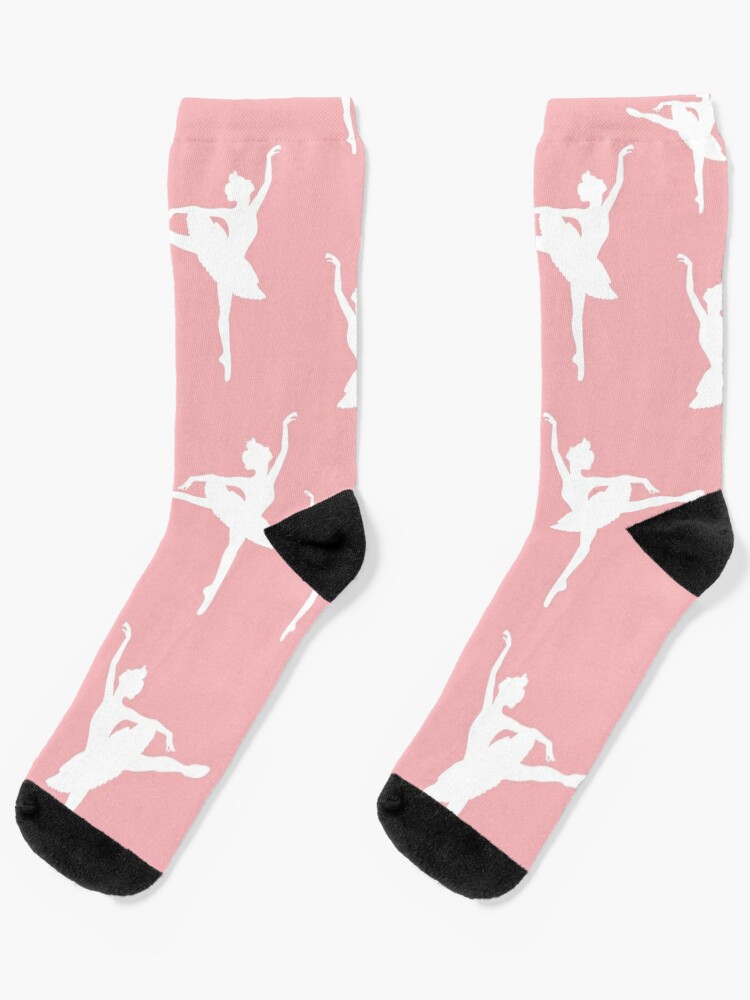 Simple Ballerina (white on pink) Socks for Sale by XOOXOO