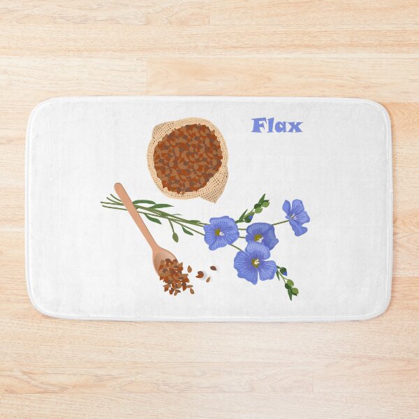 Item preview, Hand drawn vector illustration of flax plant and seeds in sack and spoon designed and sold by Familyshmot.