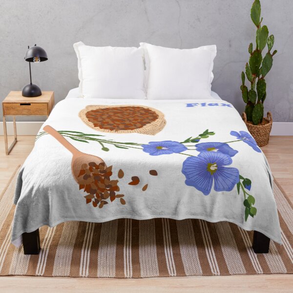 Item preview, Hand drawn vector illustration of flax plant and seeds in sack and spoon designed and sold by Familyshmot.