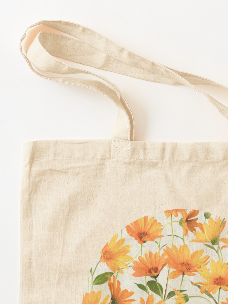 Bolsa de tela for Sale con la obra «Margaritas naranjas radiantes