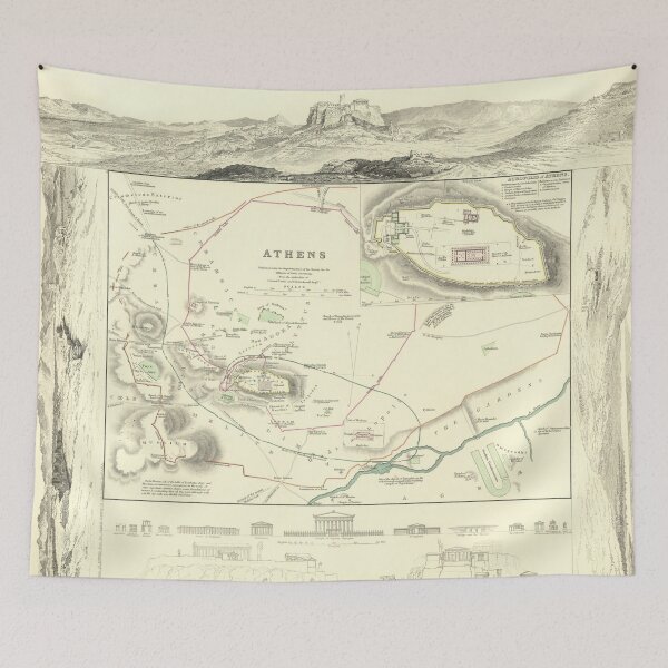Item preview, Vintage Tourist Map of Athens (circa 1850) designed and sold by Vintage-TM.