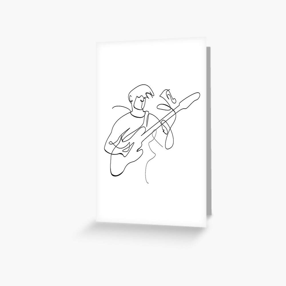 line art man bass player Greeting Card
