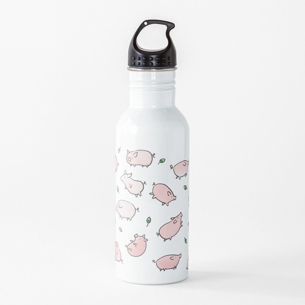 Pink Pigs with Green Acorns  Water Bottle