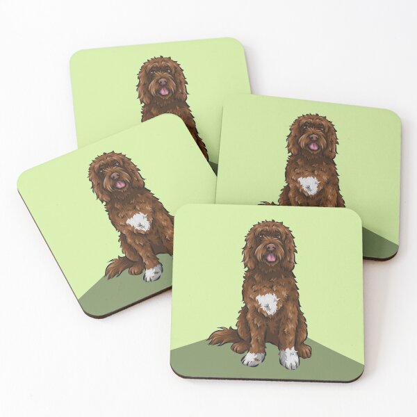 Item preview, Portuguese Water Dog | Chocolate | Cute Dog Art | Green Background designed and sold by shirinsart.