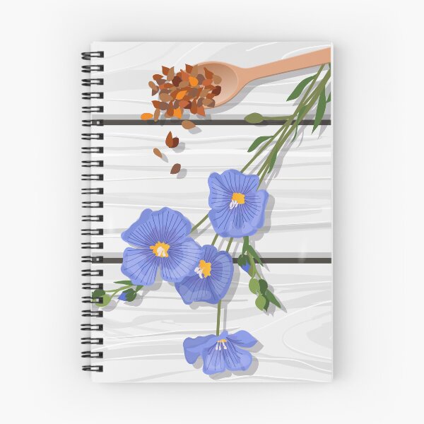 Item preview, Flat lay of herbal tea with flax flowers and scattered seeds. Healthcare, self care and superfoods concept designed and sold by Familyshmot.