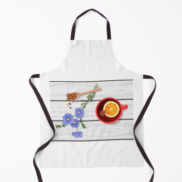 Item preview, Flat lay of herbal tea with flax flowers and scattered seeds. Healthcare, self care and superfoods concept designed and sold by Familyshmot.