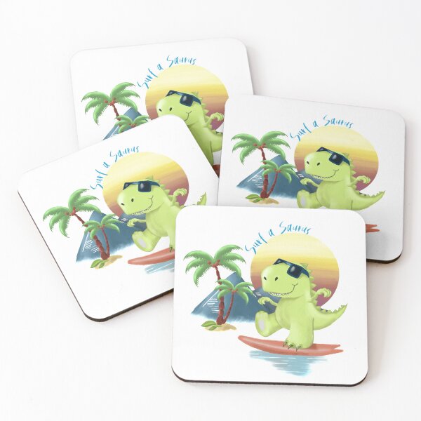 Item preview, Surf a saurus, a surfing dinosaur designed and sold by SquinkCreative.
