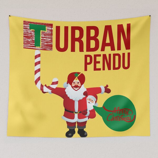 Item preview, Punjabi Christmas Santa funny desi puns Turban Pendu designed and sold by The Sober Art.