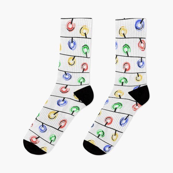 Item preview, Christmas and New Year pattern in minimal geometric design with colorful Christmas tree lights on white background. designed and sold by KatyaVitchenko.