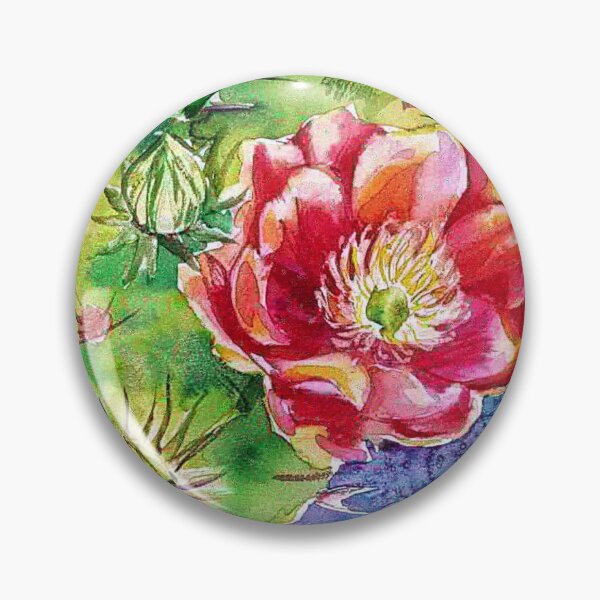Item preview, Red flower of opuntia cactus watercolor designed and sold by orangerinka.