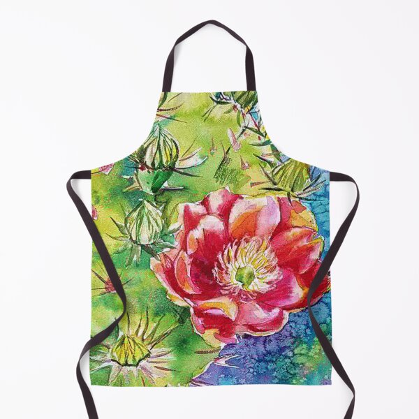 Item preview, Red flower of opuntia cactus watercolor designed and sold by orangerinka.