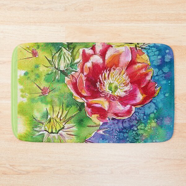 Item preview, Red flower of opuntia cactus watercolor designed and sold by orangerinka.