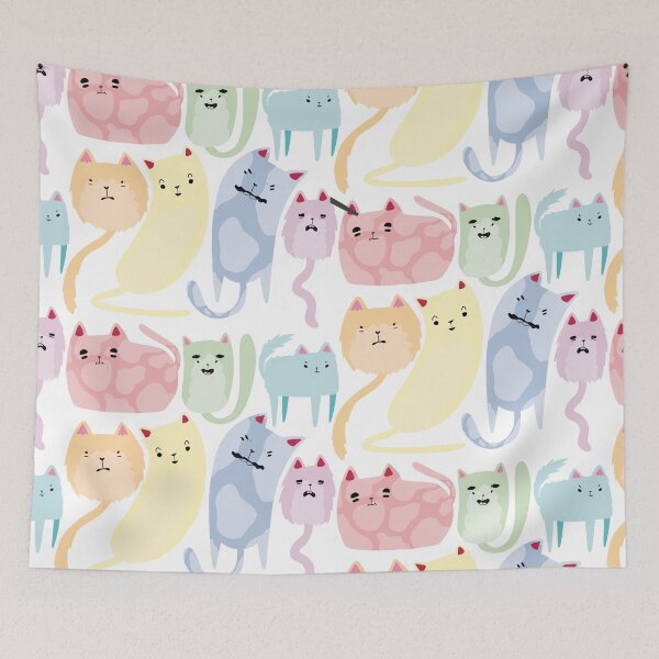 Item preview, Cats - Cute Pastel Rainbow Slightly Wrong Cartoon Animal Pattern designed and sold by TheRainbowRoom.