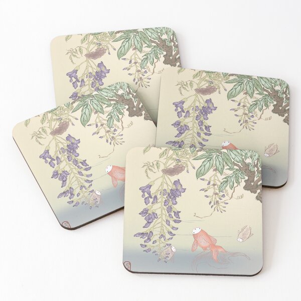 Item preview, Goldfish and Wisteria Japanese Woodcut with a Twist designed and sold by e-ipolani.