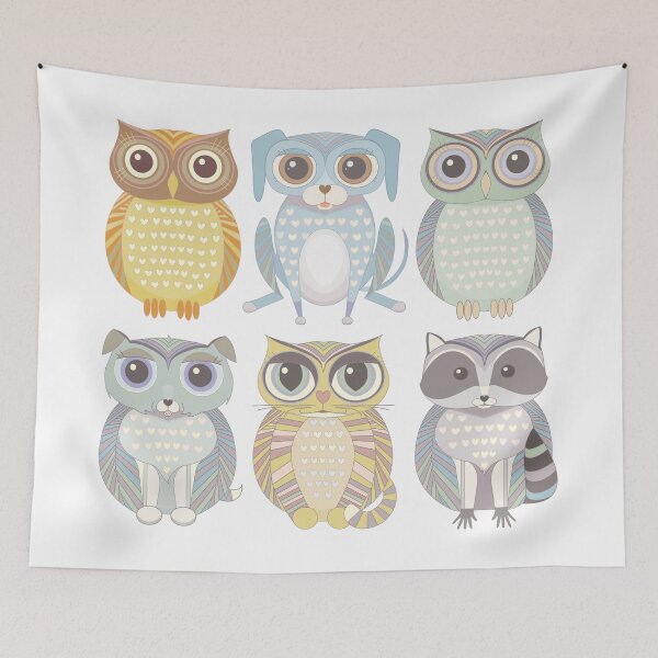 Item preview, Owls, Dogs, Cat, Raccoon designed and sold by Jean Gregory Evans.