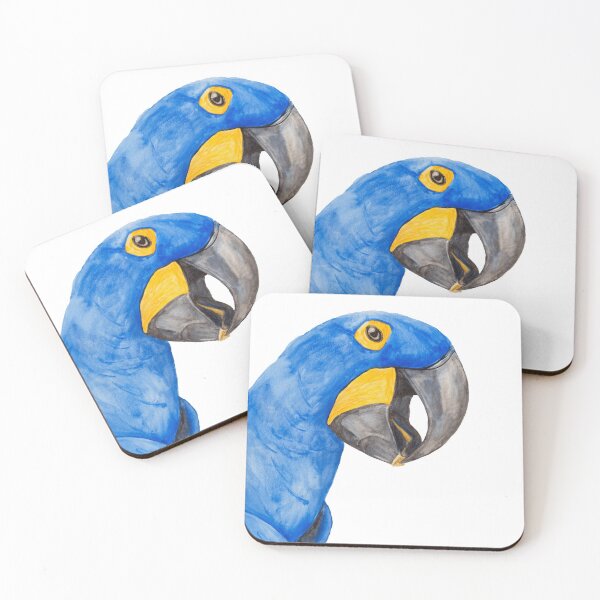 Item preview, hyacinth macaw blue parrot bresil watercolor art print designed and sold by L'Atelier Oranjade.