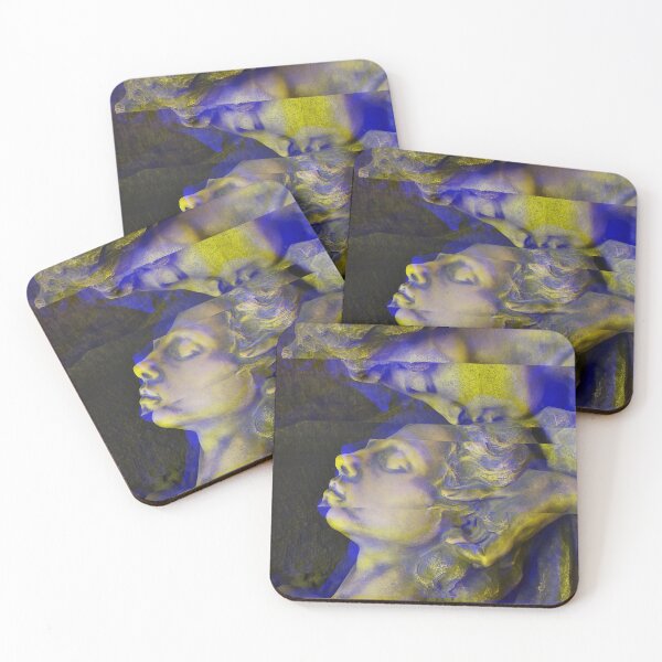 Item preview, Statue Kissing Forehead | Glitch Blue & Yellow designed and sold by ukoko.