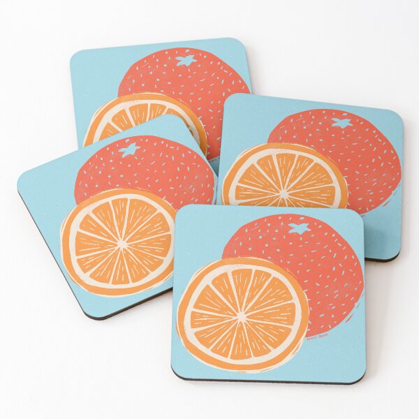 Item preview, Orange Woodcut on Blue designed and sold by annieriker.