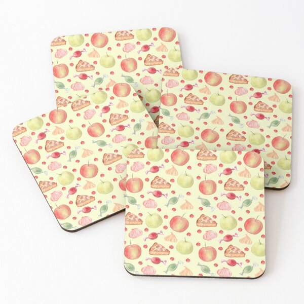 Item preview, Apple pie, apples and candies (on green-yellow) designed and sold by Flowersforbear.
