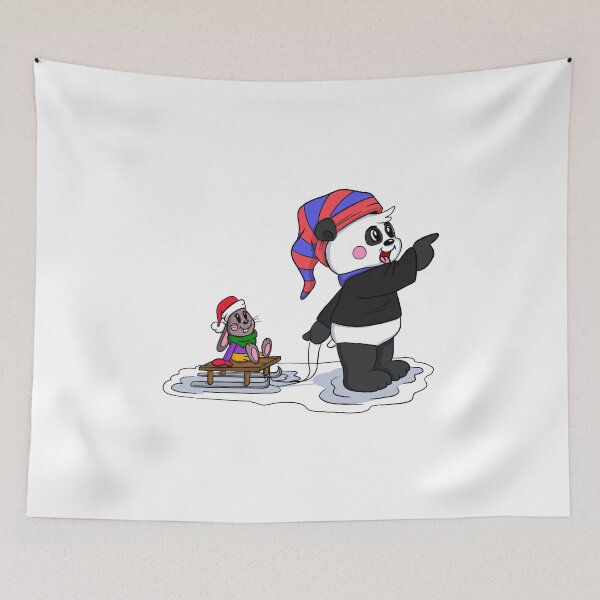 Item preview, Cute Christmas Panda with Rabbit designed and sold by BandOfThePand.