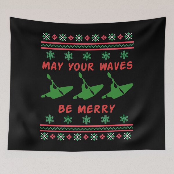 Item preview, May Your Waves Be Merry - Ugly Christmas Sweater - Kayaker designed and sold by HeatherPore.