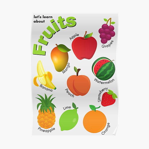 Colorful learning poster for children - Fruits Poster