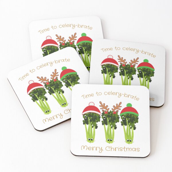 Item preview, Time to Celery-brate Merry Christmas | Celery Santas Celebrating the Holidays designed and sold by InkItStudio.