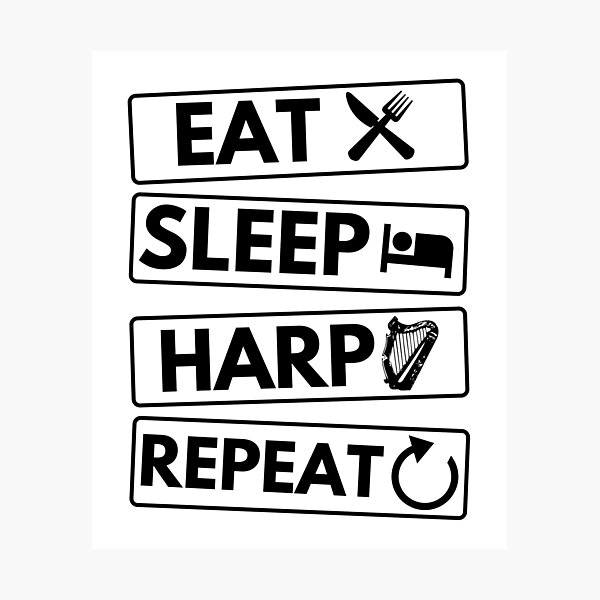 Item preview, Eat Sleep Harp Repeat designed and sold by good vibes clothing.