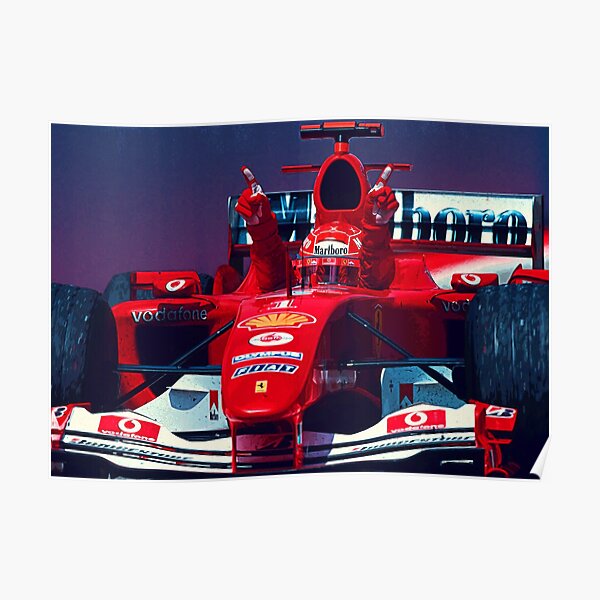 Michael Schumacher Ferrari Poster Banner Canvas B/&W Sports Art Kids Wall Decor Formula 1 Print Man Cave Gift F1 Racing Fan